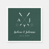 Emerald Green Modern Monogram Golf Wedding Serviette (Vorderseite)