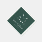 Emerald Green Modern Monogram Golf Wedding Serviette (Ecke)