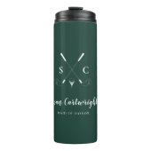 Emerald Green Modern Monogram Golf Wedding Thermosbecher (Vorderseite)