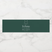 Emerald Green Modern Monogram Golf Wedding Wasserflaschenetikett (Einzelnes Label)