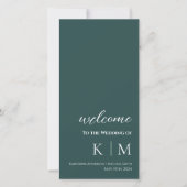 Emerald Green-Modern- Monogram-Wedding Program- (Vorderseite)