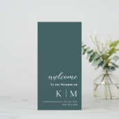 Emerald Green-Modern- Monogram-Wedding Program- (Stehend Vorderseite)