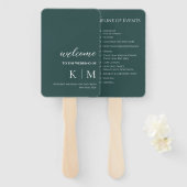 Emerald Green-Modern- Monogram-Wedding Program- Fächer (Vorne und Hinten)