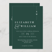 Emerald Green Modern Monogram Wedding QR Code Einladung (Vorne/Hinten)