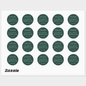 Emerald Green Modern Monogram Wedding Vielen Dank Runder Aufkleber (Blatt)