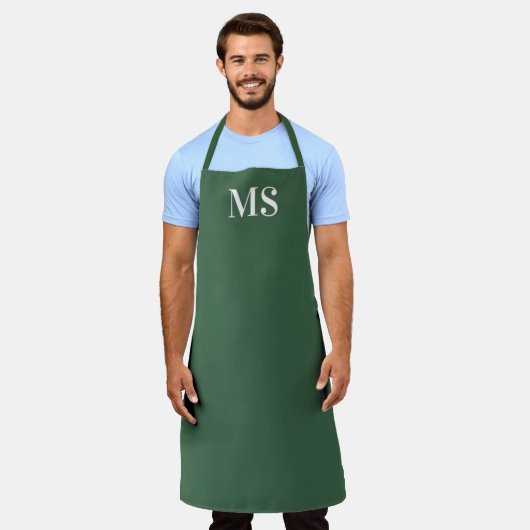 Emerald Green Modern Name Simple Kitchen Schürze (Getragen)