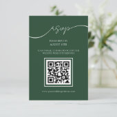 Emerald Green Modern QR Code Wedding RSVP Card Begleitkarte (Stehend Vorderseite)