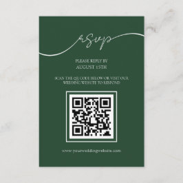 Emerald Green Modern QR Code Wedding RSVP Card Begleitkarte