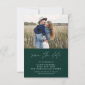Emerald Green Modern Save the Date Foto (Rückseite)
