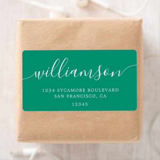 Emerald Green Modern Script Family Rücksendeadress (Insitu)