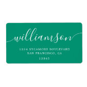 Emerald Green Modern Script Family Rücksendeadress (Vorne)