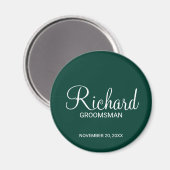 Emerald Green Modern Script Personalisiert Trauzeu Magnet (Vorderseite/Rückseite)