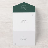 Emerald Green Modern Script QR Code Hochzeit All In One Einladung (Außenbereich)