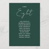 Emerald Green Modern Seekarte Tischnummer (Vorderseite)