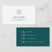 Emerald Green Modern Simple Business Card Visitenkarte (Vorne/Hinten)