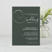 Emerald Green Modern Simple Script Wedding Einladung (Stehend Vorderseite)