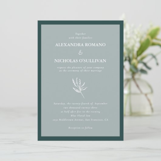 Emerald Green Modern Simple Wedding Einladung (Stehend Vorderseite)