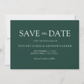 Emerald Green Modern Simple Wedding Save The Date (Vorderseite)