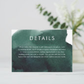 Emerald Green Modern Watercolor Hochzeitdetails Begleitkarte (Stehend Vorderseite)