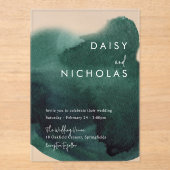 Emerald Green Modern Watercolor Wedding Acryleinladungen (Vorderseite)