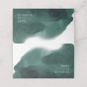 Emerald Green Modern Watercolor Wedding Platzkarte (Außenseite Aufgefaltet)