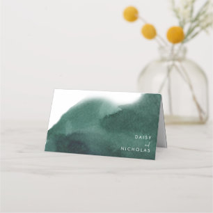 Emerald Green Modern Watercolor Wedding Platzkarte