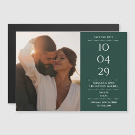 Emerald Green Modern Wedding Foto Save the Date Magneteinladung