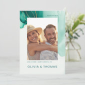 Emerald Green Modern Wedding QR Foto Rett Date Einladung (Stehend Vorderseite)