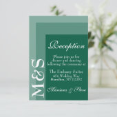 Emerald Green Modern Wedding Reception Card Dankeskarte (Stehend Vorderseite)