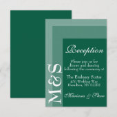 Emerald Green Modern Wedding Reception Card Dankeskarte (Vorne/Hinten)