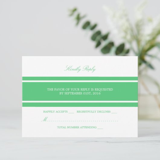Emerald Green Modern Wedding RSVP (Stehend Vorderseite)