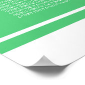 Emerald Green Modern Wedding Seating Chart Poster (Ecke)