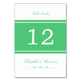 Emerald Green Modern Wedding Table No. Tischnummer