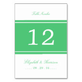Emerald Green Modern Wedding Table No. Tischnummer (Rückseite)
