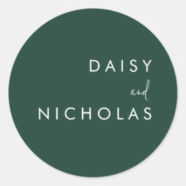 Emerald Green Modern Wedding Verlobung Runder Aufkleber