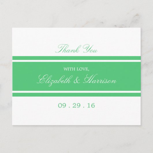 Emerald Green Modern Wedding Vielen Dank Postkarte (Vorderseite)