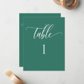 Emerald Green Moderne Minimalistische Tischnummer (Vorderseite/Rückseite Beispiel)