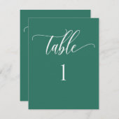 Emerald Green Moderne Minimalistische Tischnummer (Vorne/Hinten)