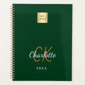 Emerald Green Mongram Business-Logo 2026 Planer (Vorderseite)