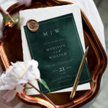 Emerald Green Monogram & Border Elegant Wedding Einladung<br><div class="desc">Emerald Green Monogram & Border Elegante Einladung zur Hochzeit</div>