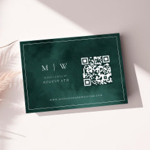 Emerald Green Monogram & Border QR Code Hochzeit