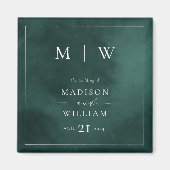 Emerald Green Monogram & Border Wedding Magnet (Vorne)