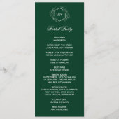 Emerald Green Monogram Doppelsitsenkarte Programm (Rückseite)