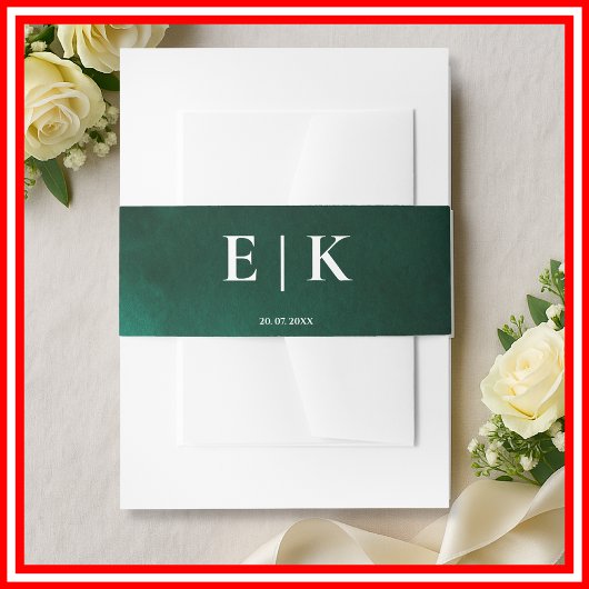 Emerald Green Monogram Einladungsbanderole