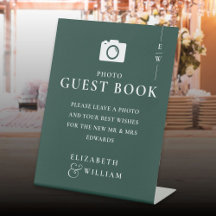 Emerald Green Monogram Foto Guest Book Wedding