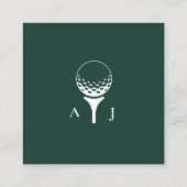 Emerald Green Monogram Golf Gastgeschenk Hochzeit Quadratische Visitenkarte (Rückseite)