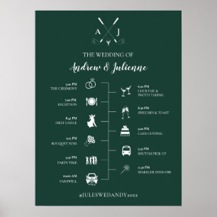 Emerald Green Monogram Golf Wedelzeitschrift Poster
