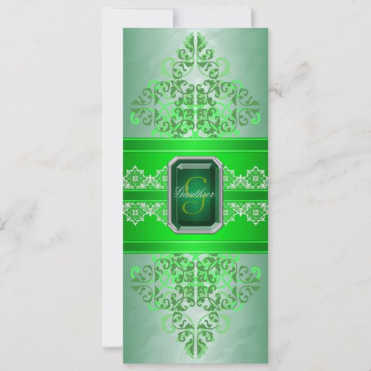 Emerald Green Monogram Hochzeitseinladung Einladung (Vorderseite)