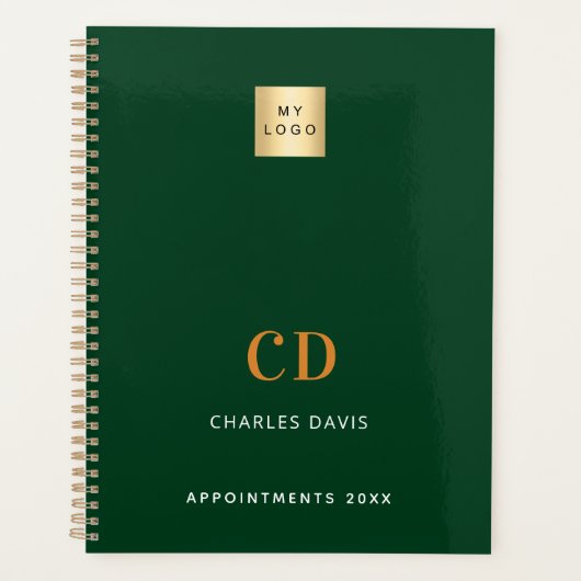 Emerald green monogram initials business logo 2026 planer (Vorderseite)