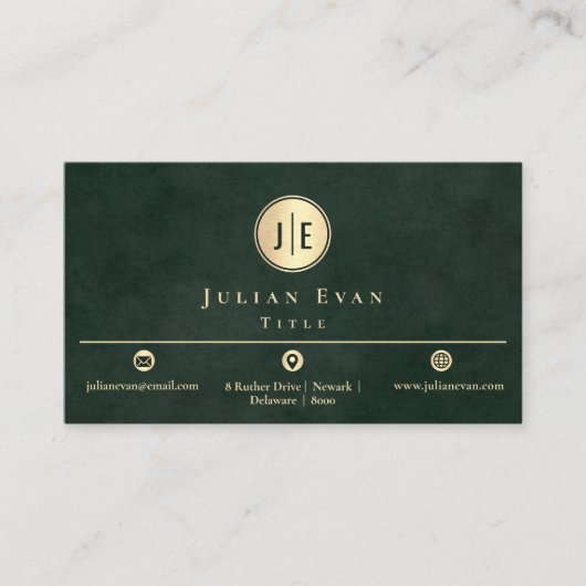 Emerald Green Monogram Modern Scannable Qr Code Visitenkarte (Vorderseite)